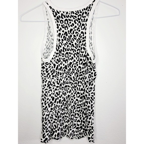Jenni Intimates Leopard Print Tanktop Stretchy Scoop Neck Razor Back White/Black - Picture 2 of 3